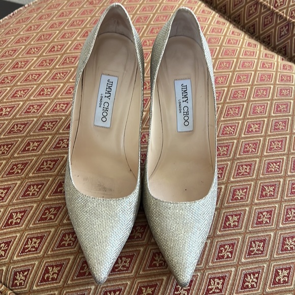 Jimmy Choo champagne glitter stilettos, sz 39,5 - Picture 6 of 10